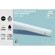 14W LED T5 EKLENEBİLİR 90CM BANT ARMATÜR BEYAZ